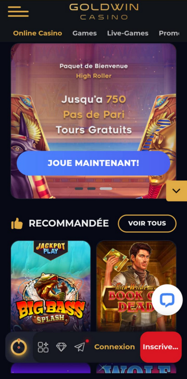 Goldwin Casino Aperçu sur mobile 2