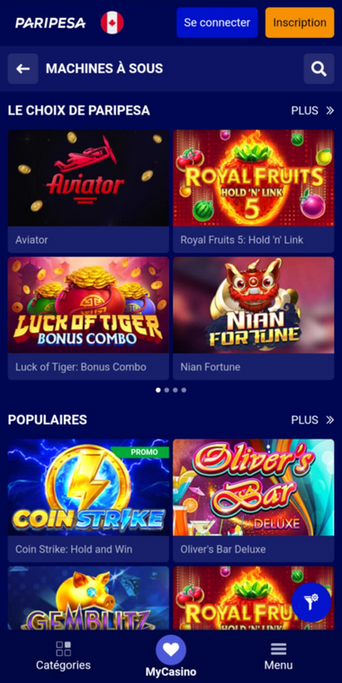 Aperçu mobile du casino PariPesa 2