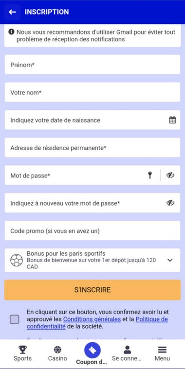 Image du processus de création de compte sur PariPesa Casino Image 2