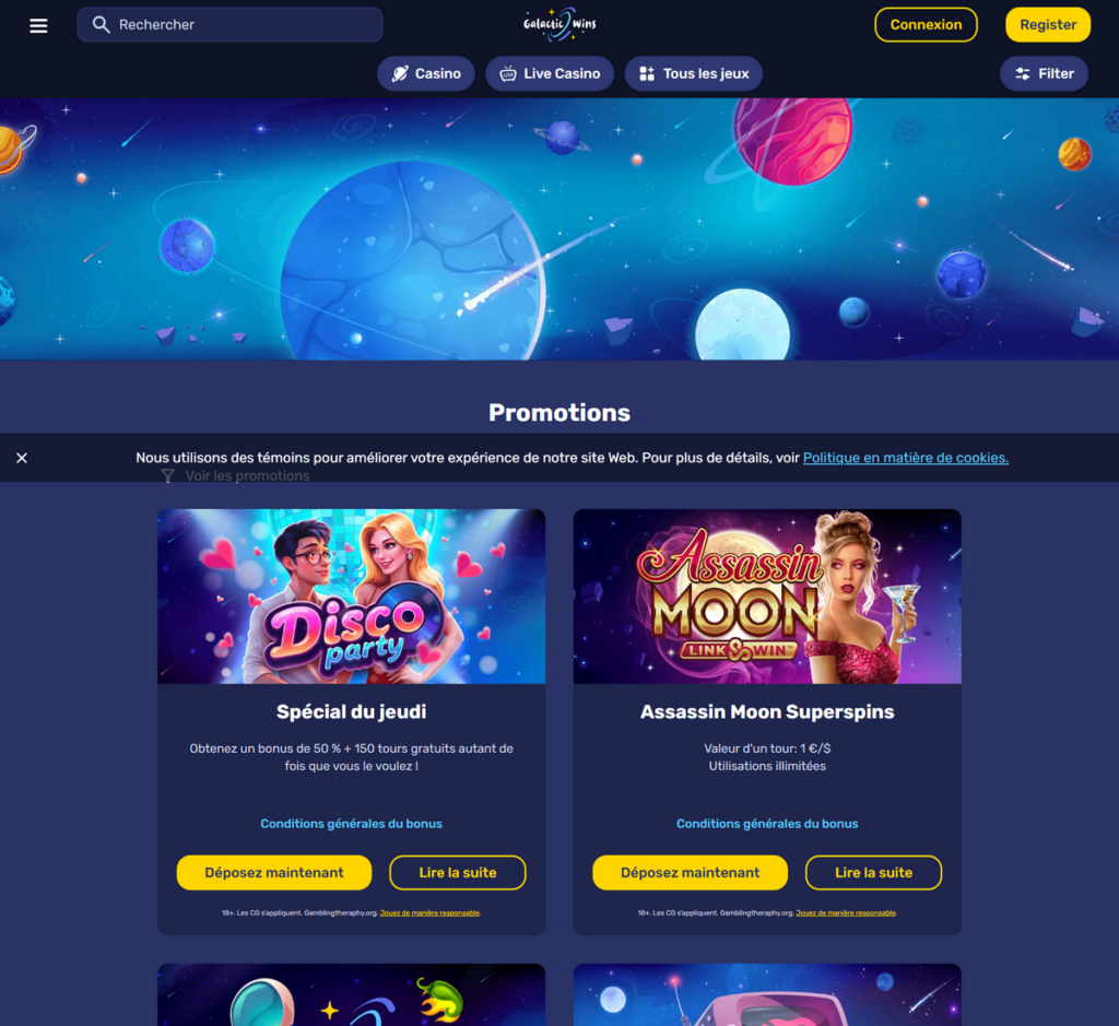 Galactic Wins Casino Aperçu Desktop 2