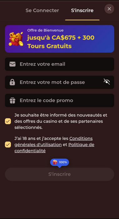 Image du Processus d'inscription à Vincispin Casino