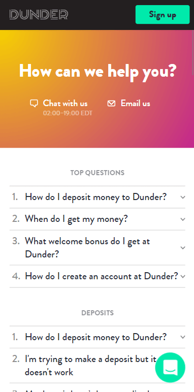 Dunder Casino Mobile Preview 2