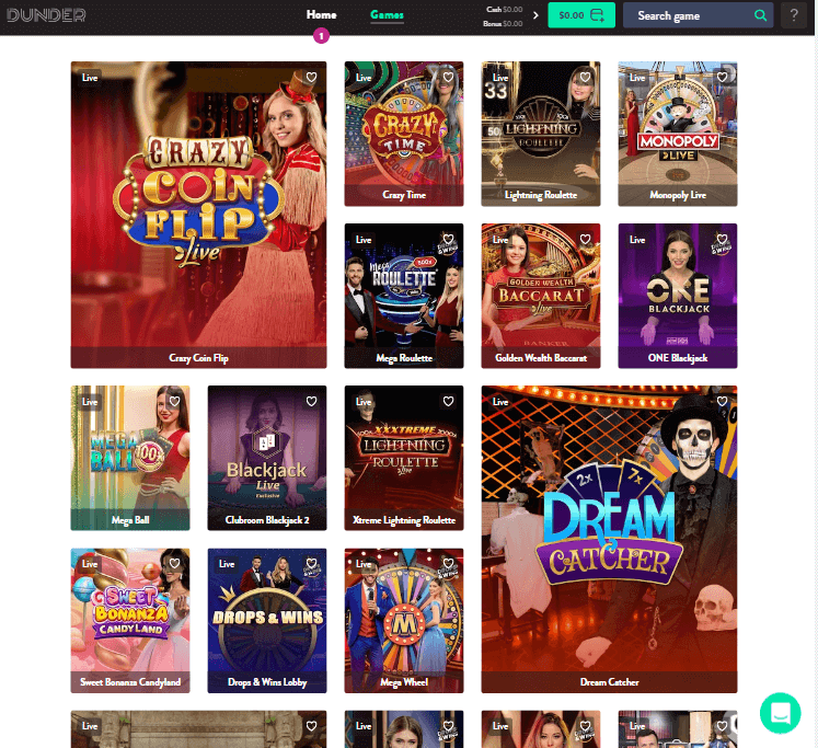 Dunder Casino Desktop Preview 2
