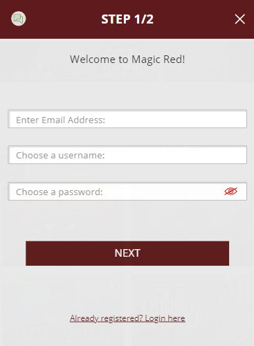 Visual walkthrough of Magic Red Casino's seamless registration process, Image 1.
