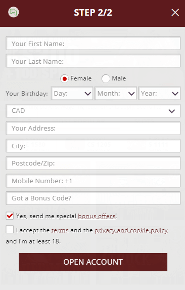 Visual walkthrough of Magic Red Casino's seamless registration process, Image 2.