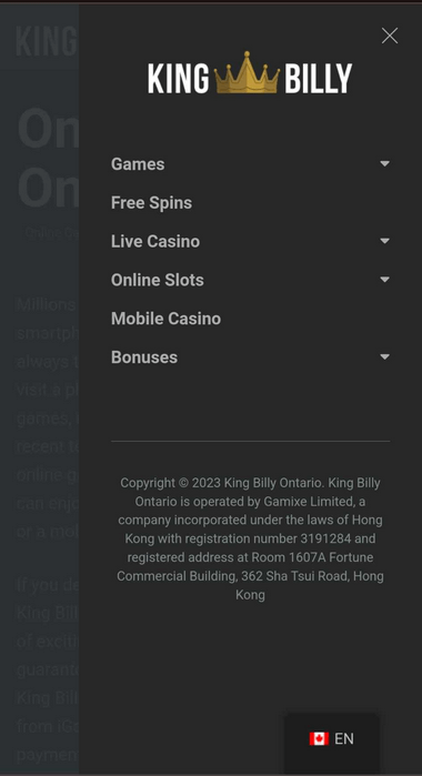 King Billy Casino Mobile Preview 2