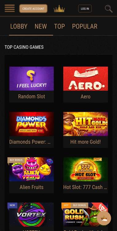 King Billy Casino Mobile Preview 1