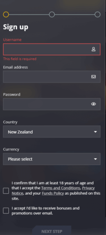 21 Casino Registration Process Image 1