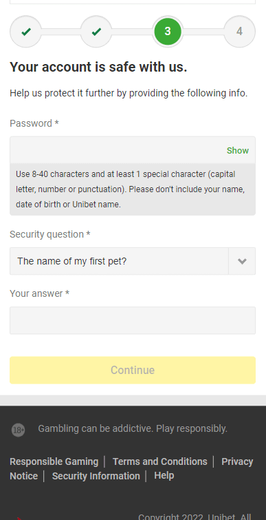 Visual Depiction: Step-by-Step Unibet Casino Registration Process – Image 3.