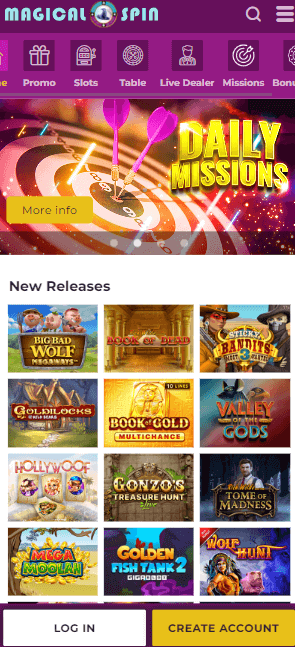 Magical Spin Casino Mobile Preview 1