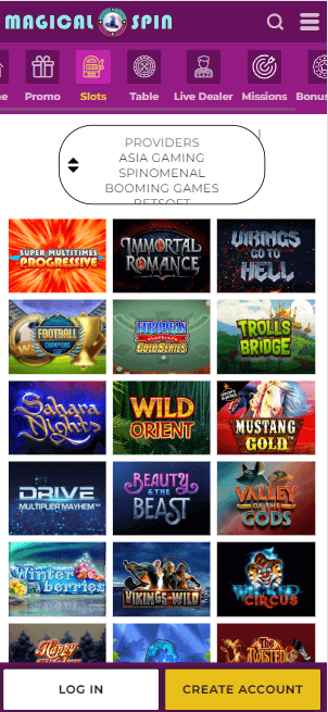Magical Spin Casino Mobile Preview 2