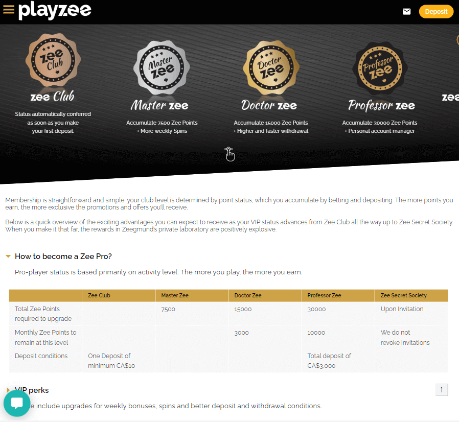 Playzee Casino Desktop Preview 2