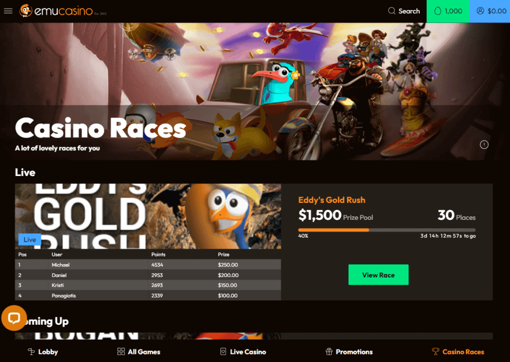 Emu Casino Desktop Preview 2