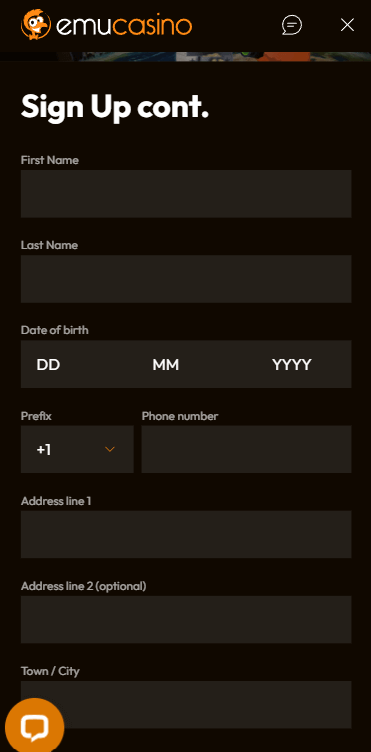 Browse through Emu Casino registration complexities in Image 2.