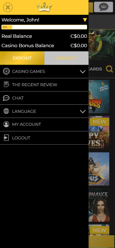 Regent Play Casino Mobile Preview 2