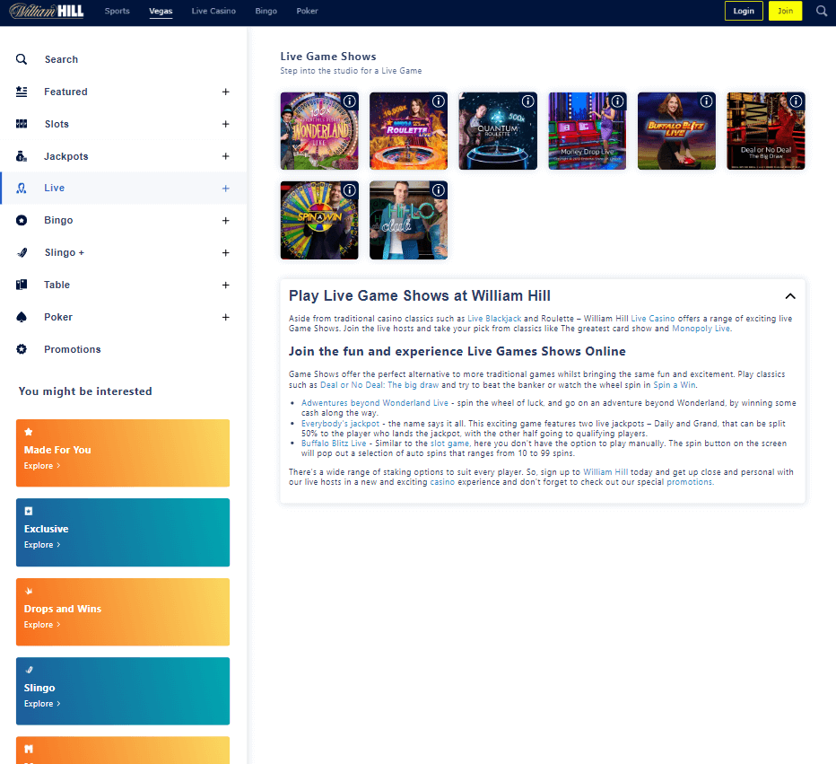 William Hill Casino Desktop Preview 1