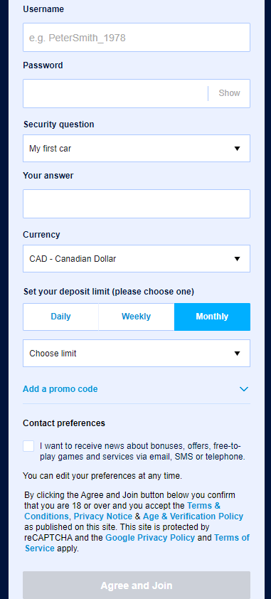 Visual Walkthrough: Registering at William Hill Casino Part 2