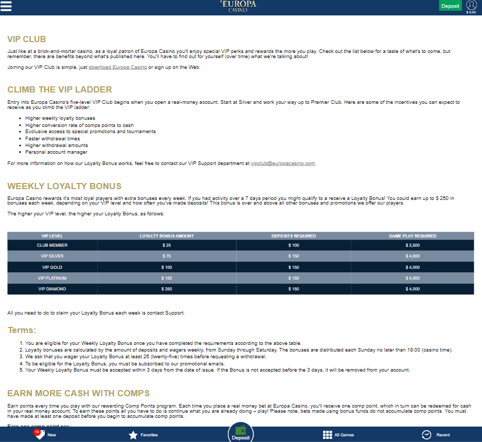 Europa Casino Desktop Preview 2