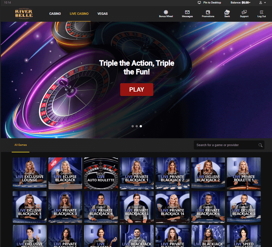 River Belle Casino Desktop Preview 2