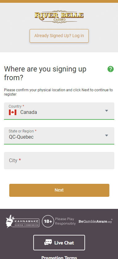 Step-by-Step Guide to River Belle Casino's Registration Process Image 1