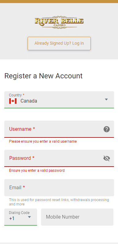 Step-by-Step Guide to River Belle Casino's Registration Process Image 2