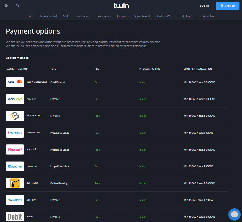 Twin Casino Desktop Preview 2