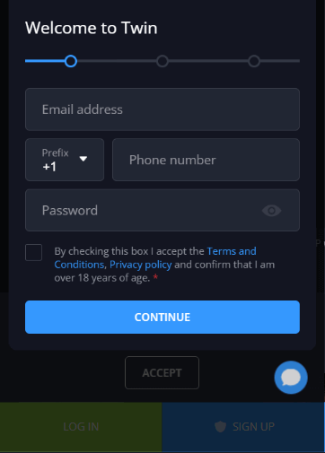 Image of Twin Casino Registration Process 1