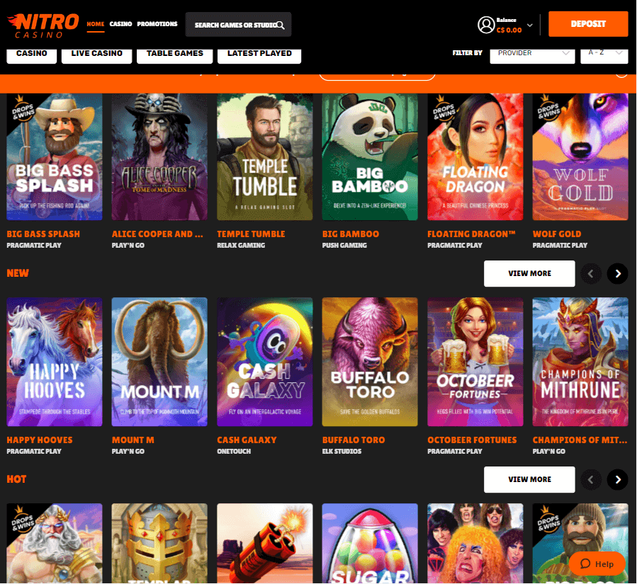 Nitro Casino Desktop Preview 1