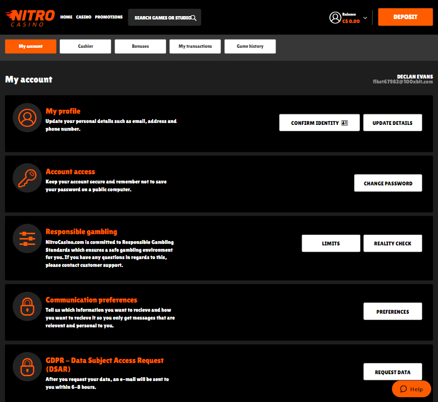 Nitro Casino Desktop Preview 2
