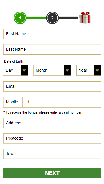 Visual Example of Casino Tropez Sign-Up Process 1