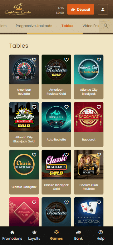 Captain Cooks Casino Mobile Preview 2