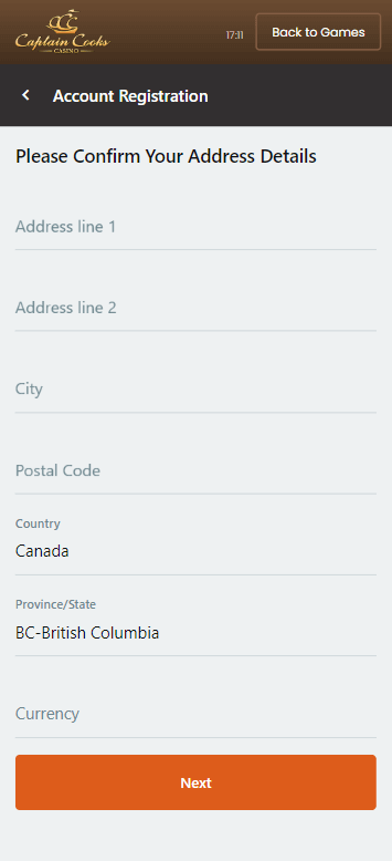 Canadian users will find navigation intuitive with easily accessible options, including the bonus codes section.