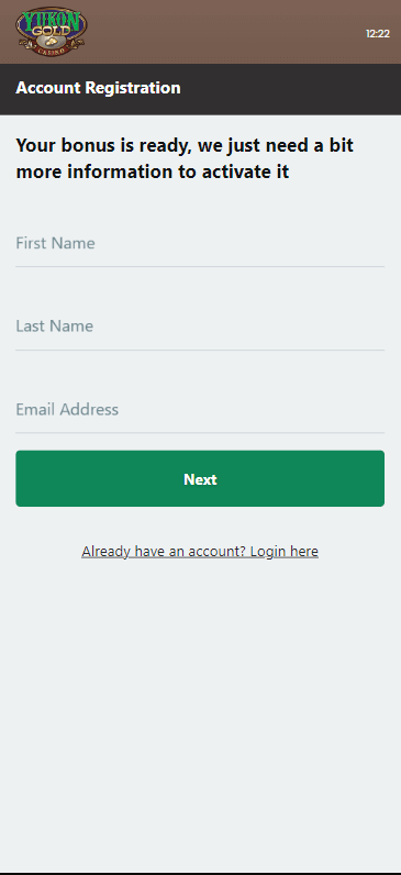 Image 1 of Yukon Gold Casino Registration Process