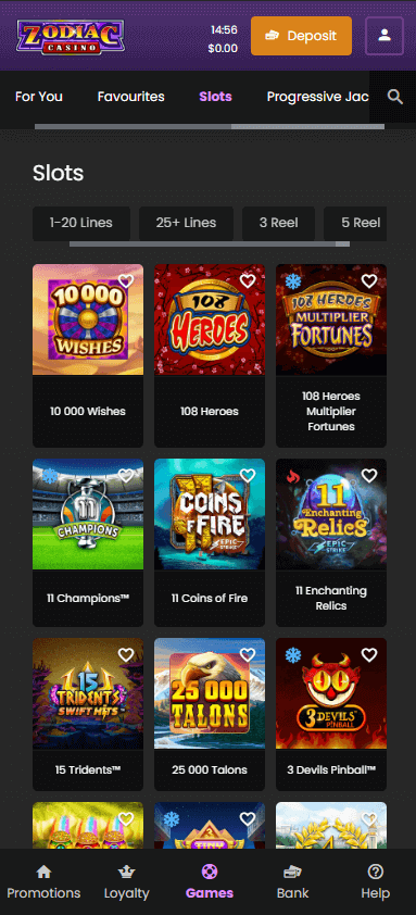 Zodiac Casino Mobile Preview 1