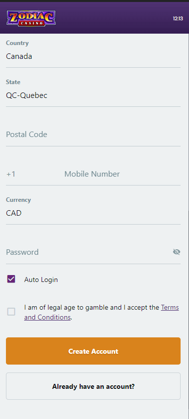 Image of Zodiac Casino Registration – Part 2