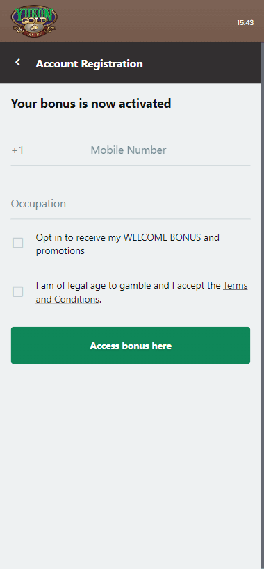 Image 5 of Yukon Gold Casino Registration Process