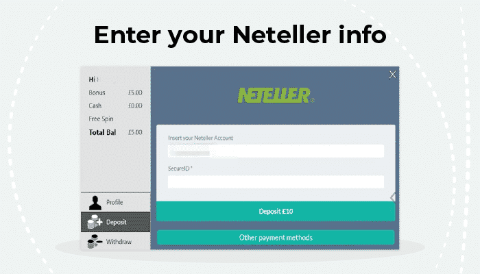 Введите данные Neteller