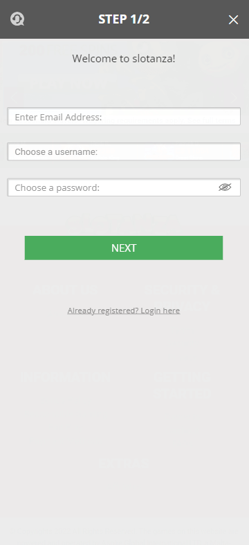 Check out the Slotanza registration process in our first image.