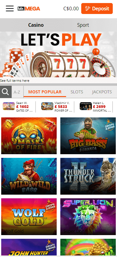 Mr. Mega Casino Mobile Preview 2