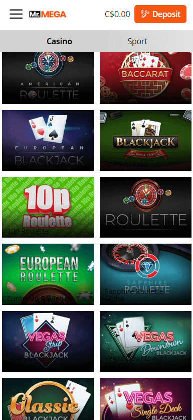 Mr. Mega Casino Mobile Preview 1