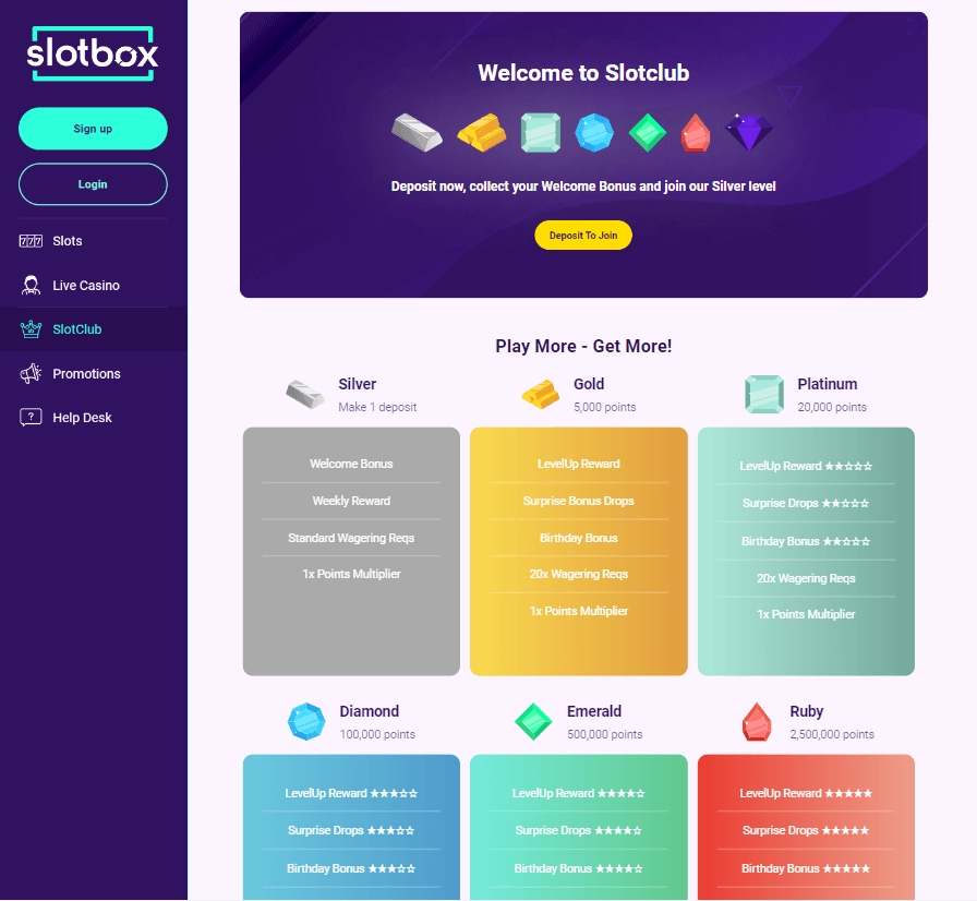 Slotbox Casino Desktop Preview 2