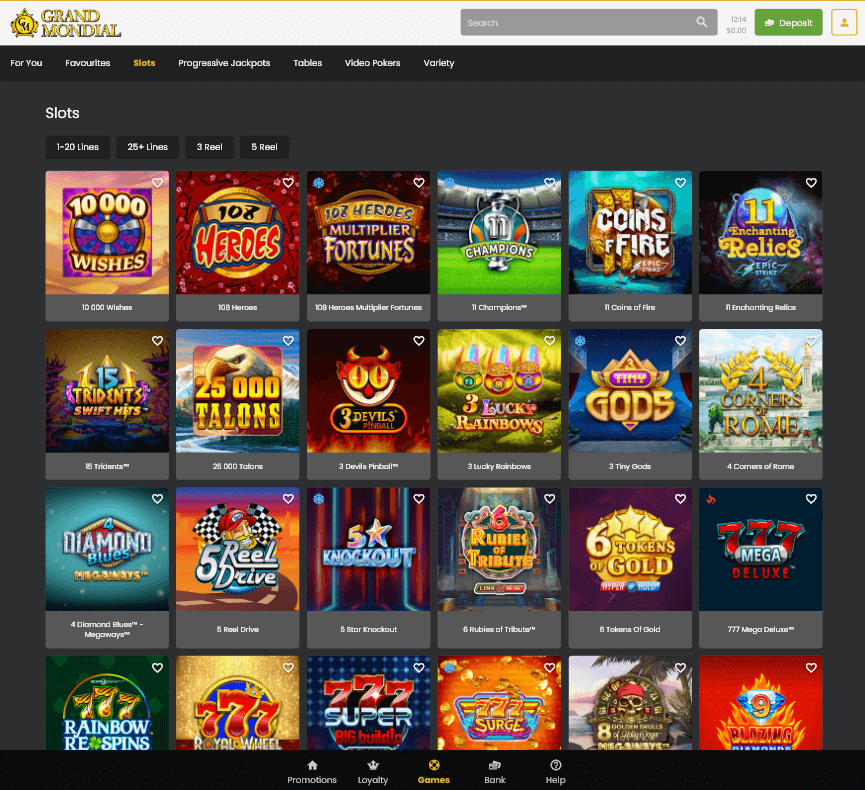 Desktop Interface of Grand Mondial Casino - Preview 1