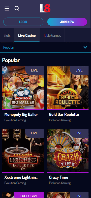 Lucky8 Casino Mobile Preview 2