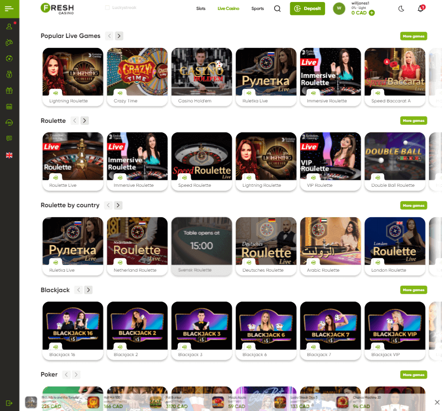 Fresh Casino Desktop Preview 2