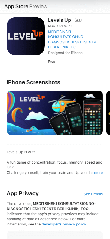 LevelUp Casino App Preview 1