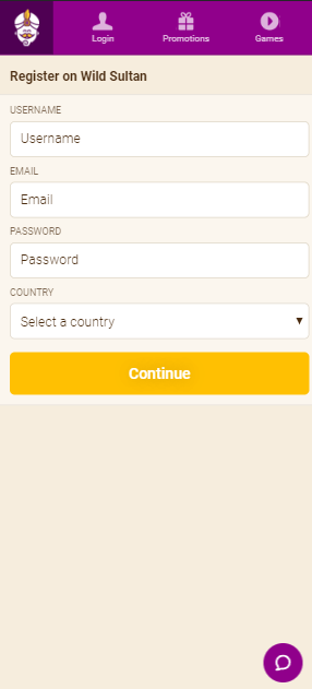 Visual Insight 3: Account Creation with Wild Sultan Casino