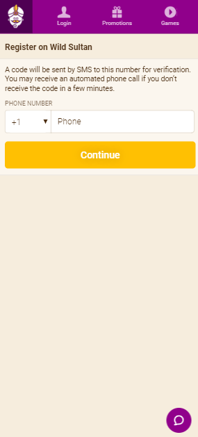 Visual Example 2: Wild Sultan Casino Account Setup