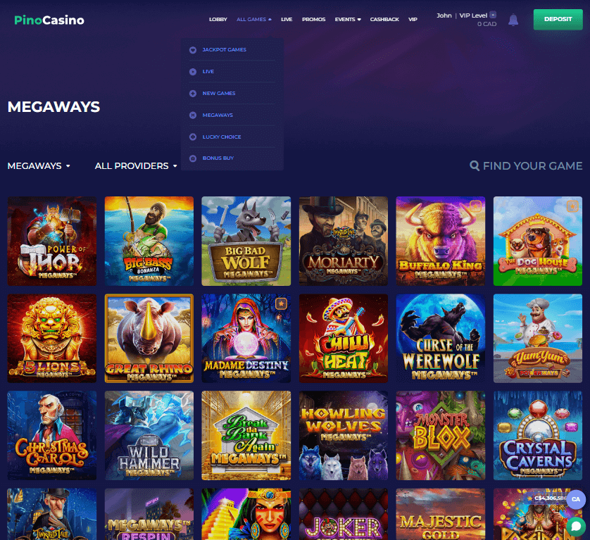 PinoCasino Desktop Preview 1