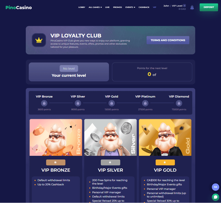 PinoCasino Desktop Preview 2
