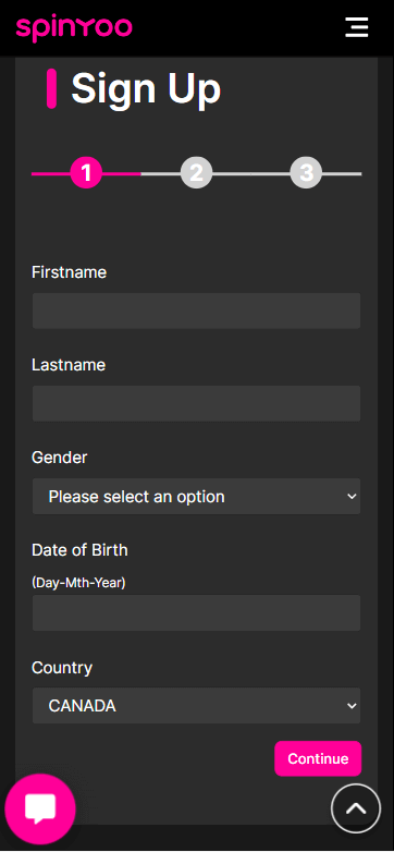 SpinYoo Casino Sign-Up Process Image 1